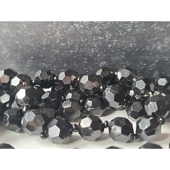Adjustable Black Plastic Beaded Necklace Vintage - Picture 8 of 10